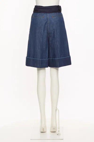 Valentino Garavani Denim Bermuda Shorts With Oversized Bow In Blue