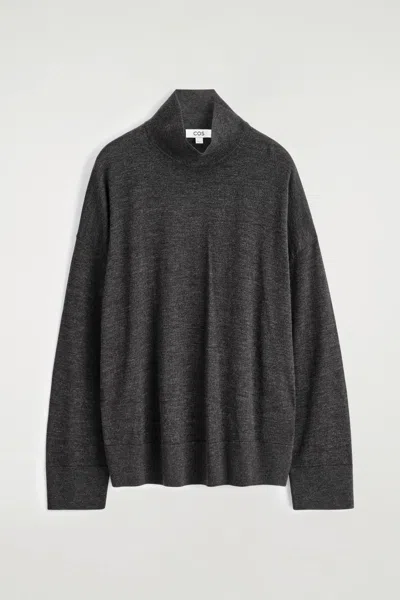 Cos Merino Wool Turtleneck Sweater In Gray