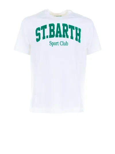 Mc2 Saint Barth Cotton T-shirt With Logo Print In White
