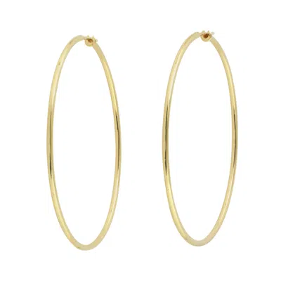 Artisan Women's Designer Plain Long Hoops In 18k Yellow Gold In Gold