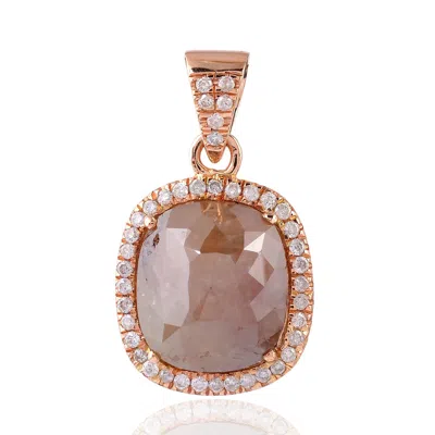 Artisan Women's Rose Gold / Brown / White 18k Rose Gold Charm Pendant With Natural Ice Diamond In Gold