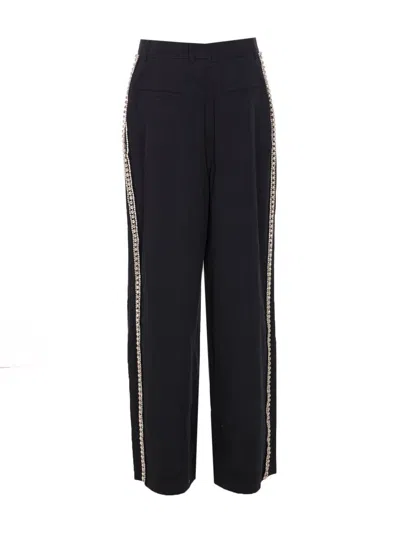 Essentiel Antwerp Crystal-embellished High-waisted Trousers In Black