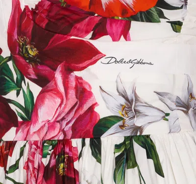 Dolce & Gabbana Women Multicolor Midi Dress With Wide Neckline And All-over Floral Print In Cotton W In Multi