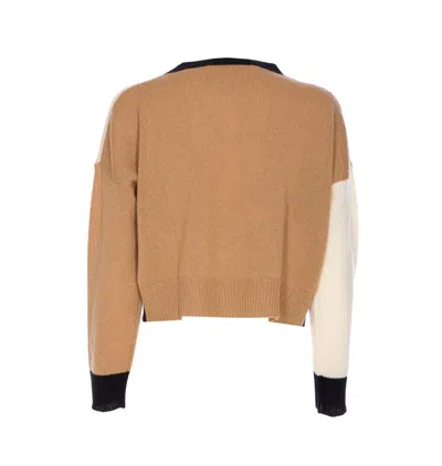 Marni Cropped Color-block Sweater With Textured Knit Design In Neutral