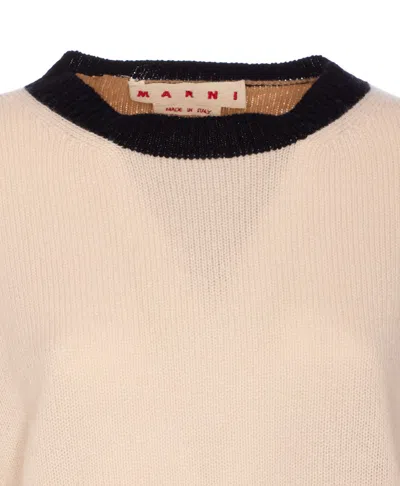 Marni Cropped Color-block Sweater With Textured Knit Design In Neutral