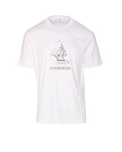 Brunello Cucinelli Cotton Anamnesis Print T-shirt In White