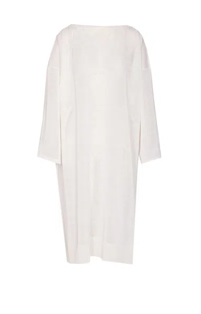 Alaïa Sheer Boat Neck Kaftan Dress With Splits In White