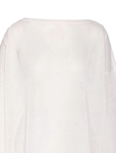 Alaïa Sheer Boat Neck Kaftan Dress With Splits In White