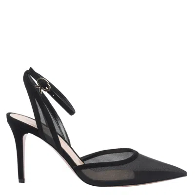 Gianvito Rossi Pointed Toe Stiletto Pumps With Ankle Strap In Black