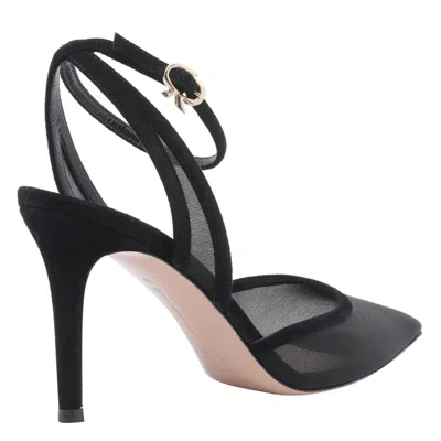 Gianvito Rossi Pointed Toe Stiletto Pumps With Ankle Strap In Black