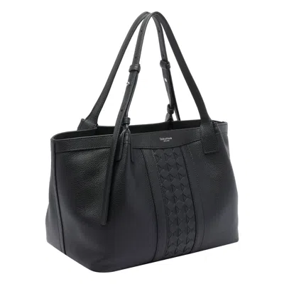 Serapian Secret Small Mosaic Leather Tote Bag In Black