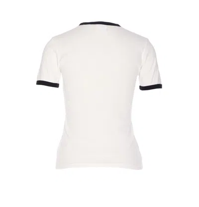 Courrèges Fitted White T-shirt With Contrasting Ribbed Trim In White