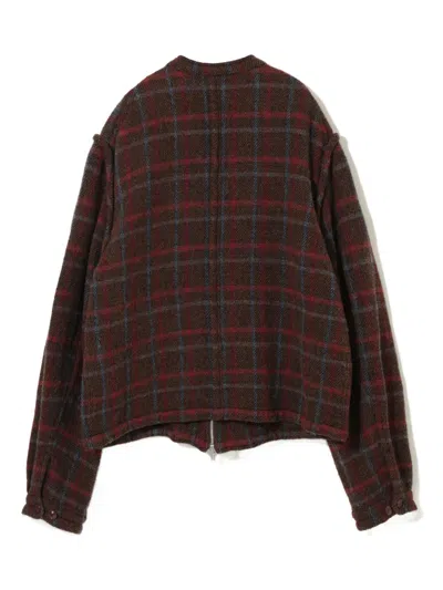 Undercover Checked Zip-up Jacket In Brown