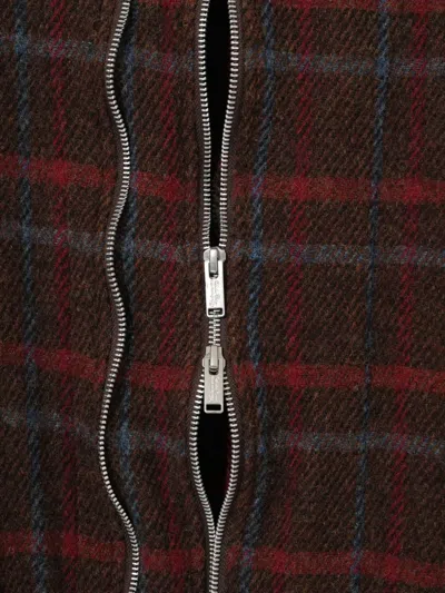 Undercover Checked Zip-up Jacket In Brown