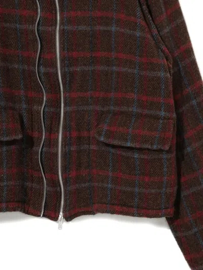 Undercover Checked Zip-up Jacket In Brown