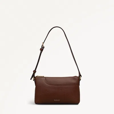 Radley London Mini Pockets Top Zip Ew Chocolate Leather Shoulder Bag In Brown