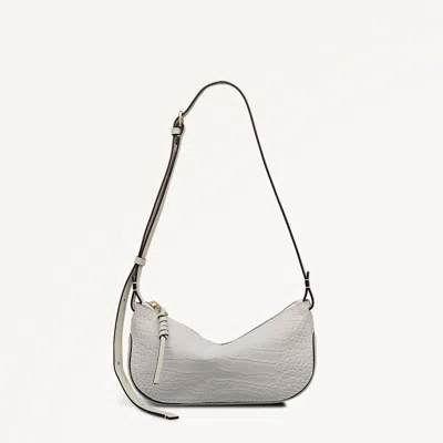 Radley London The Iris Small Zip Top Croc-embossed Leather Crossbody In White