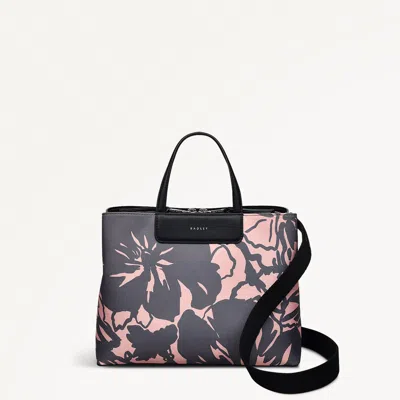Radley London Responsible Ziptop Floral Grab Bag Black In Pink