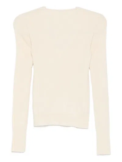 Patrizia Pepe Essential White Chain Fitted Sweater In Neutral