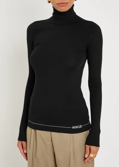 Moncler Fitted Turtleneck Knitwear Long Sleeves In Black