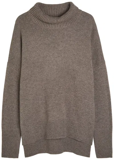 Lisa Yang Cashmere Sweater In Hazelnut Color With High Colla In Brown