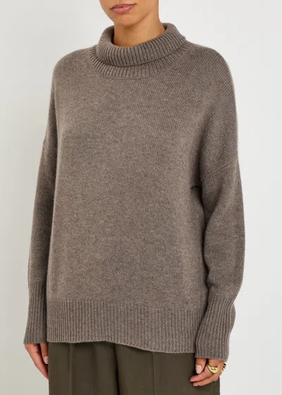 Lisa Yang Cashmere Sweater In Hazelnut Color With High Colla In Brown