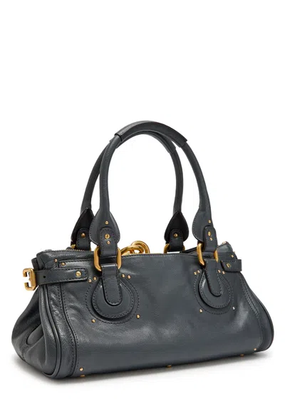 Chloé Womens Paddington Padlock Leather Shoulder Bag Kohl Brown In Gray
