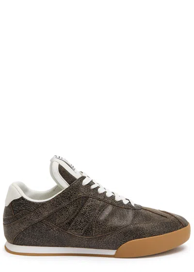 Chloé Kick Crackled Leather Retro Low-top Sneakers In Brown