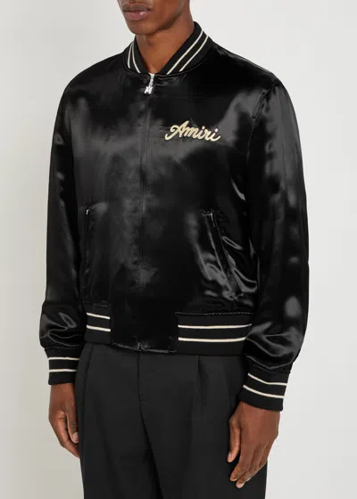 Amiri Men Black Jacket With Logo On The Front And Back In Tech Fabric Man In Black