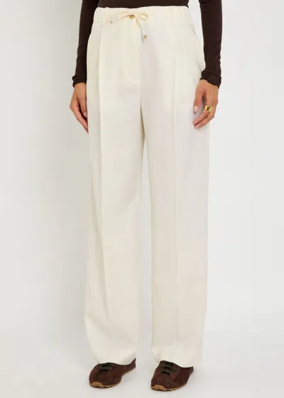 Moncler Straight-leg Wool Trousers In White