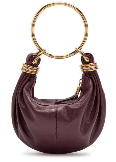 Chloé Brarcelet Mini Top-handle Bag In Grained Leather In Brown