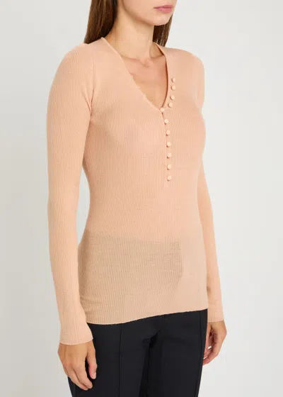 Chloé Chloè Wool Henley Shirt In Brown