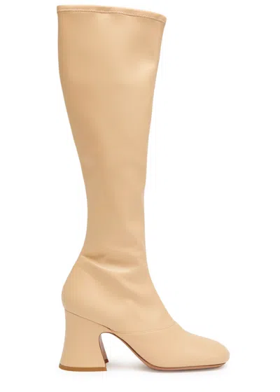 Chloé Chloe Women Cream Synthetic Leather Janis Boots In Brown