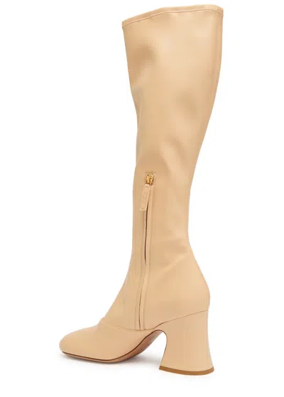 Chloé Chloe Women Cream Synthetic Leather Janis Boots In Brown