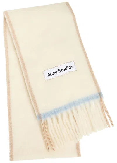 Acne Studios Off-white Wool Mohair Narrow Scarf In White