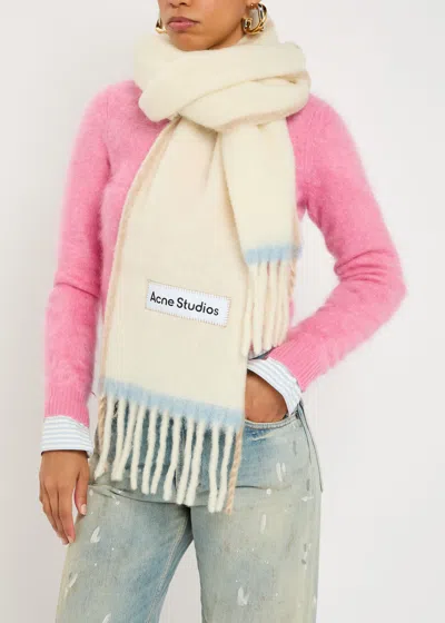 Acne Studios Off-white Wool Mohair Narrow Scarf In White