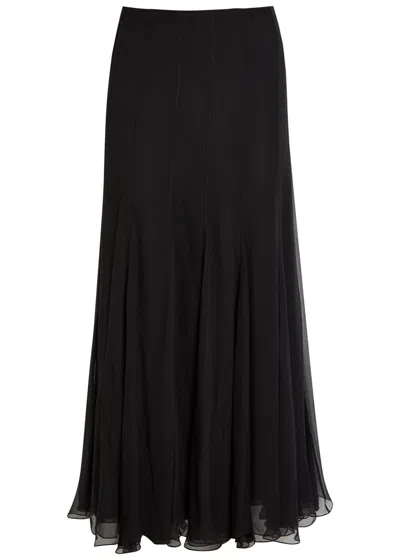 Chloé Maxi Skirt With Sheer Overlay And Flowy Design In Black