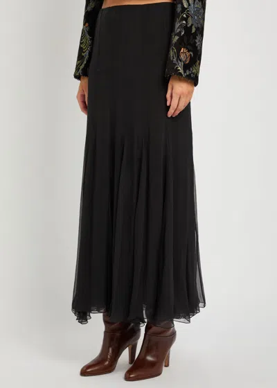 Chloé Maxi Skirt With Sheer Overlay And Flowy Design In Black