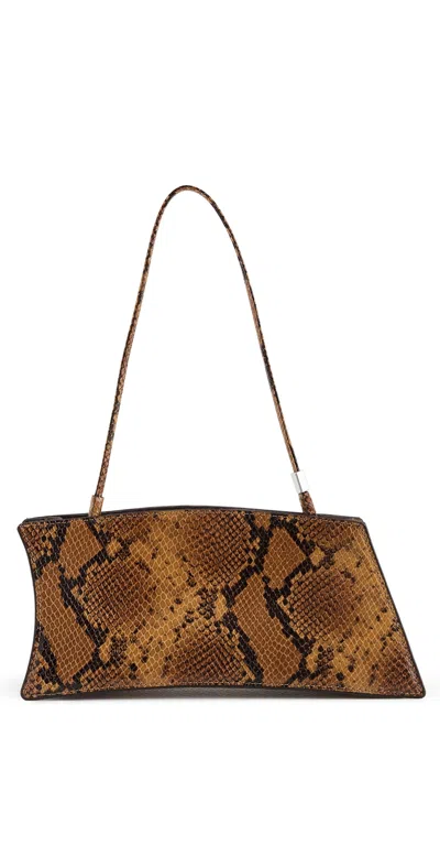 Staud Coco Python-embossed Leather Shoulder Bag In Brown