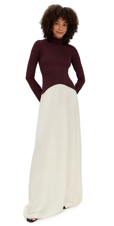 Solid & Striped The Soglio Long Sleeve Maxi Swetter Dress In Brown