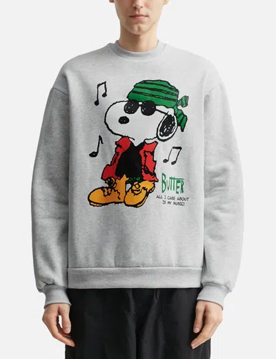 Butter Goods X Peanuts Music Crewneck In Gray