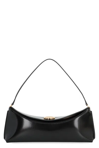 Jacquemus Le Calisso Black Shoulder Bag With Engraved Snap Button In Leather In Black