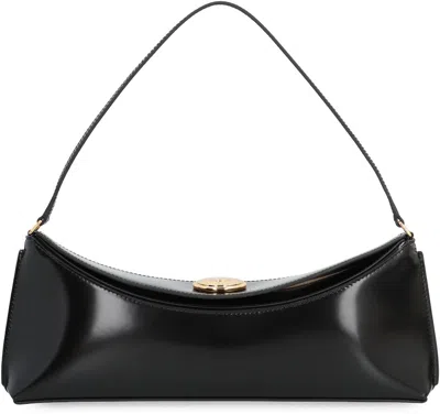 Jacquemus Le Calisso Black Shoulder Bag With Engraved Snap Button In Leather In Black