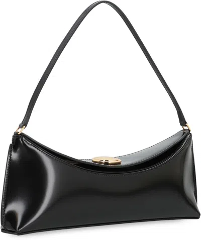 Jacquemus Le Calisso Black Shoulder Bag With Engraved Snap Button In Leather In Black