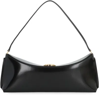 Jacquemus Le Calisso Black Shoulder Bag With Engraved Snap Button In Leather In Black