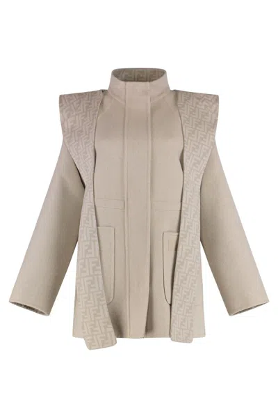 Fendi Women Parka Ff Double Wool In Gray