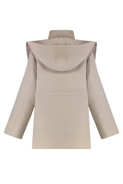 Fendi Women Parka Ff Double Wool In Gray