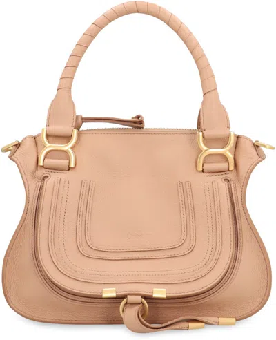 Chloé Marcie Small Leather Handbag In Nude