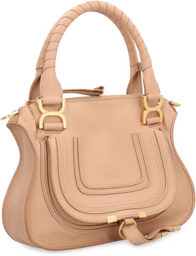 Chloé Marcie Small Leather Handbag In Nude