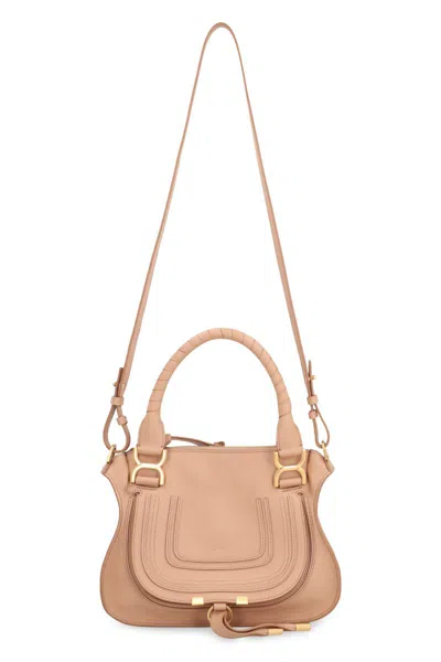 Chloé Marcie Small Leather Handbag In Nude